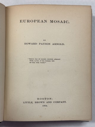 Item #41037 EUROPEAN MOSAIC. Howard Payson Arnold