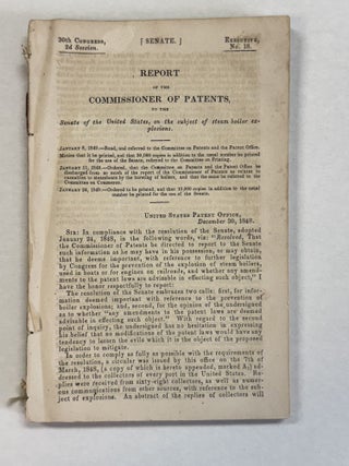 Item #41108 REPORT OF THE COMMISSIONER OF PATENTS, TO THE SENATE OF THE UNITED STATES, ON THE...
