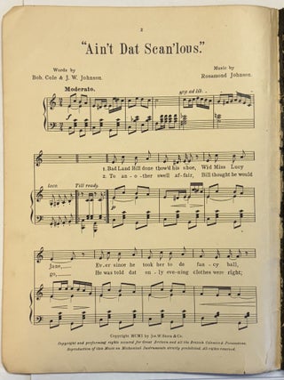COLE & JOHNSON VOCAL FOLIO. A SUPERIOR COLLECTION OF QUAINT AND CLASSIC NEGRO SONGS.