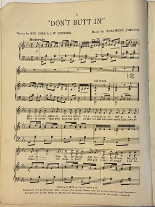 COLE & JOHNSON VOCAL FOLIO. A SUPERIOR COLLECTION OF QUAINT AND CLASSIC NEGRO SONGS.