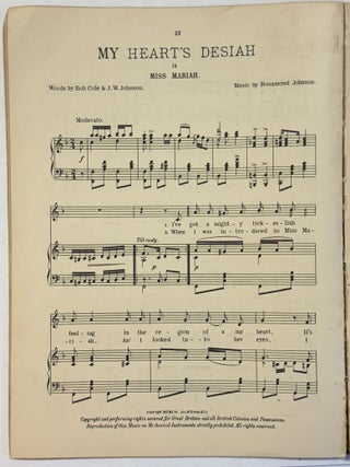COLE & JOHNSON VOCAL FOLIO. A SUPERIOR COLLECTION OF QUAINT AND CLASSIC NEGRO SONGS.