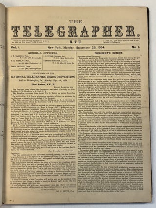 THE TELEGRAPHER: PUBLISHED BY THE NATIONAL TELEGRAPHIC UNION. VOLUME I. FROM SEPTEMBER 26, 1864, TO NOVEMBER 15, 1865.