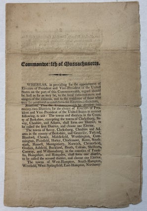 Item #41257 COMMONWEALTH OF MASSACHUSETTS., WHEREAS, IN PROVIDING FOR THE APPOINTMENT OF ELECTORS...
