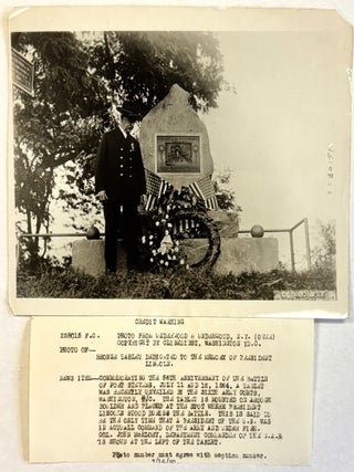 Item #41282 PRESS PHOTOGRAPH BY UNDERWOOD & UNDERWOOD, "PHOTO OF BRONZE TABLET DEDICATED TO THE...