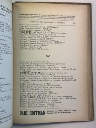 EDWIN GREEN'S CITY DIRECTORY OF THE INHABITANTS, INSTITUTIONS, MANUFACTURING ESTABLISHMENTS, BUSINESS FIRMS, ETC., IN THE CITY OF LEAVENWORTH, FOR 1878-9; TOGETHER WITH AN ABSTRACT OF STATE COLLECTION LAWS, COURT CALENDAR, &C., OF KANSAS AND COLORADO. ALSO UNITED STATES POST OFFICE DIRECTORY OF KANSAS.