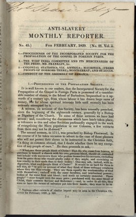 Item #41422 ANTI-SLAVERY MONTHLY REPORTER. Zachary Macauley