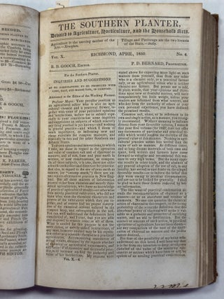 THE SOUTHERN PLANTER, A MONTHLY PERIODICAL, DEVOTED TO AGRICULTURE, HORTICULTURE, AND THE HOUSEHOLD ARTS. VOLUME X. RICHARD B. GOOCH, EDITOR.