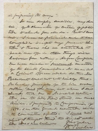 AUTOGRAPH LETTER, SIGNED 29 MAY 1854, AT THE EXECUTIVE MANSION IN HARRISBURG, TO VICTOR PIOLETT, PROMINENT PENNSYLVANIA DEMOCRAT, CONCERNING THE RISE OF THE FREE SOIL AND REPUBLICAN PARTY, THE KANSAS - NEBRASKA ACT, AND BIGLER'S ELECTORAL CHANCES.