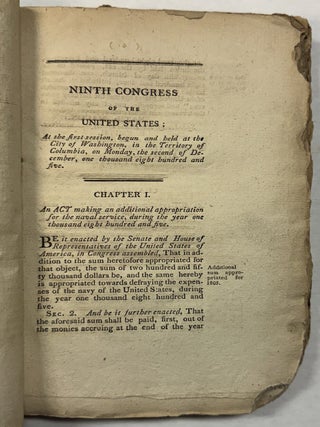 ACTS PASSED AT THE FIRST SESSION OF THE NINTH CONGRESS OF THE UNITED STATES.