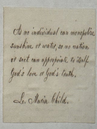 Item #41586 "AS NO INDIVIDUAL CAN MONOPOLIZE SUNSHINE OR WATER, SO NO NATION OR SECT CAN...