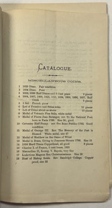 TWO CATALOGUES OF COINS TO BE SOLD AT AUCTION BY NEW YORK CITY FIRM BANGS, MERWIN & CO., 1863 AND 1873.