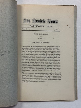 VOLUME I. NUMBER 1. THE PRAIRIE VOICE. REV. T. H. BALL, EDITOR AND PROPRIETOR. JANUARY, 1878.