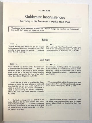 PRINTED EPHEMERA AND PHOTOGRAPHIC ILLUSTRATIONS OF THE GOLDWATER AND JOHNSON PRESIDENTIAL CAMPAIGN OF 1964.
