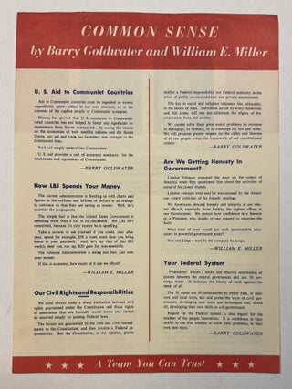 PRINTED EPHEMERA AND PHOTOGRAPHIC ILLUSTRATIONS OF THE GOLDWATER AND JOHNSON PRESIDENTIAL CAMPAIGN OF 1964.