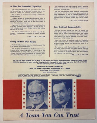 PRINTED EPHEMERA AND PHOTOGRAPHIC ILLUSTRATIONS OF THE GOLDWATER AND JOHNSON PRESIDENTIAL CAMPAIGN OF 1964.