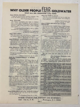 PRINTED EPHEMERA AND PHOTOGRAPHIC ILLUSTRATIONS OF THE GOLDWATER AND JOHNSON PRESIDENTIAL CAMPAIGN OF 1964.