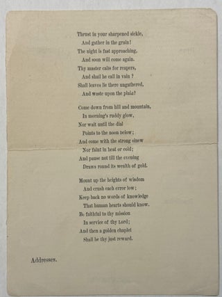 FUNERAL PROGRAM: "MEMORIAL SERVICES IN HONOR OF OUR LATE PRESIDENT, JAMES ABRAM GARFIELD, TABERNACLE CHURCH, SALEM, OCTOBER 2ND, 1881"