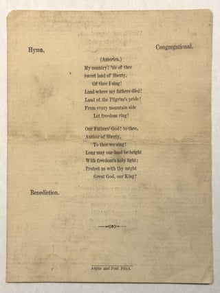 FUNERAL PROGRAM: "MEMORIAL SERVICES IN HONOR OF OUR LATE PRESIDENT, JAMES ABRAM GARFIELD, TABERNACLE CHURCH, SALEM, OCTOBER 2ND, 1881"