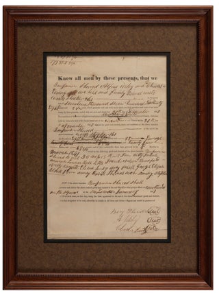 Item #42053 LEGAL DOCUMENT PLACING A LIEN ON 25 ENSLAVED MEN, WOMEN, AND CHILDREN WHO WERE THE...