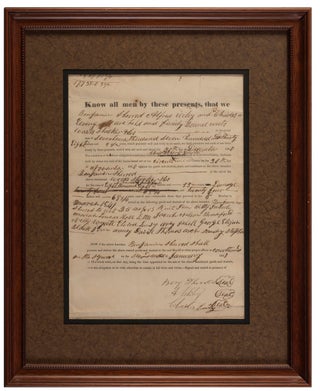 Item #42053 LEGAL DOCUMENT PLACING A LIEN ON 25 ENSLAVED MEN, WOMEN, AND CHILDREN WHO WERE THE...