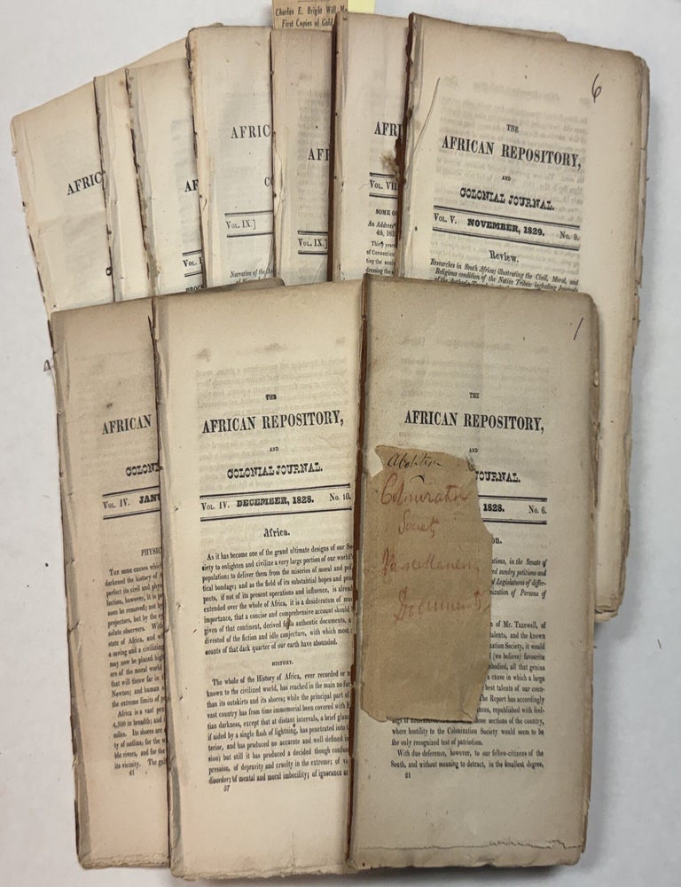Item #42065 THE AFRICAN REPOSITORY, AND COLONIAL JOURNAL. FOURTEEN NUMBERS 1828-1834. Ralph Randolph Gurley.