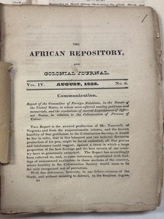 THE AFRICAN REPOSITORY, AND COLONIAL JOURNAL. FOURTEEN NUMBERS 1828-1834.