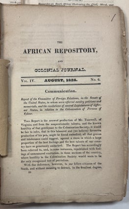 THE AFRICAN REPOSITORY, AND COLONIAL JOURNAL. FOURTEEN NUMBERS 1828-1834.