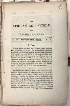THE AFRICAN REPOSITORY, AND COLONIAL JOURNAL. FOURTEEN NUMBERS 1828-1834.