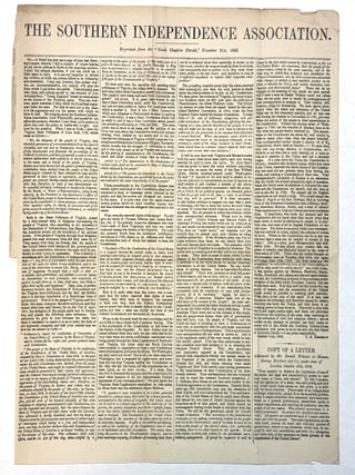 THE SOUTHERN INDEPENDENCE ASSOCIATION. RE-PRINTED FROM THE "NORTH CHESHIRE HERALD,". Southern Independence Association.
