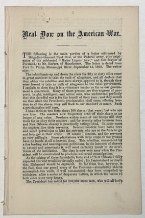 Item #42098 NEAL DOW ON THE AMERICAN WAR. Neal Dow