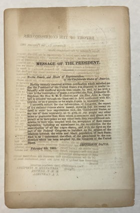 Item #42110 MESSAGE OF THE PRESIDENT. TO THE SENATE AND HOUSE OF REPRESENTATIVES OF THE...