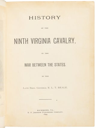 Item #42120 HISTORY OF THE NINTH VIRGINIA CAVALRY, IN THE WAR BETWEEN THE STATES. BY THE LATE...