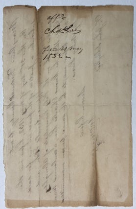 MARYLAND FREDERICK COUNTY TO WIT- ON THE 31ST DAY OF MAY 1832, BEFORE ME THE SUBSCRIBER A JUSTICE OF THE PEACE IN AND FOR SAID COUNTY, PERSONALLY APPEARS ARNOLD ELDER, AND MAKES OATH ON THE HOLY EVANGELISTS OF ALMIGHTY GOD THAT HE KNOWS CHARLES LEE, A COULOURED MAN NOW BEFORE ME, TO BE THE SAME PERSON MANUMITTED BY MARY LIVERS. SWORN BEFORE W. V. MORGAN. TO JOHN SCHLEY ESQ.