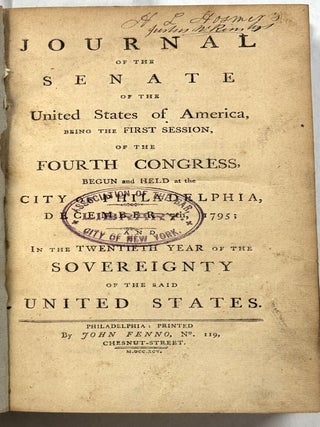 Item #42223 JOURNAL OF THE SENATE OF THE UNITED STATES OF AMERICA, BEING THE FIRST SESSION, OF...