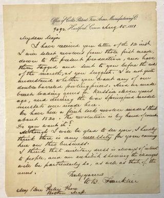 Item #42281 AUTOGRAPH LETTER SIGNED, 15 AUGUST 1881, ON TYPESCRIPT LETTERHEAD OF "THE OFFICE...