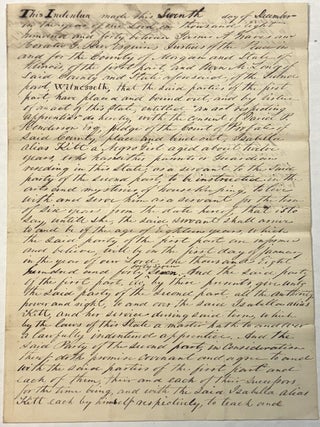 Item #42282 ILLINOIS JUSTICES OF THE PEACE, ON 7 DECEMBER 1840, "PLACE AND BIND OUT ISABELLA...