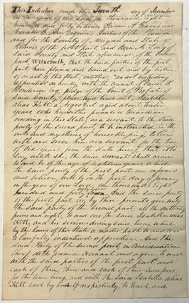 Item #42282 ILLINOIS JUSTICES OF THE PEACE, ON 7 DECEMBER 1840, "PLACE AND BIND OUT ISABELLA...