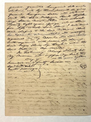 THE ESTATE OF WILLIAM COX OF WASHINGTON, D. C., BY HIS EXECUTOR MARY ANN COX, CONVEYS OWNERSHIP OF THE "SLAVE NAMED PETER, NOW ABOUT TWENTY EIGHT YEARS OF AGE AND A SLAVE FOR LIFE," TO WILLIAM CLARK OF WASHINGTON, D. C.
