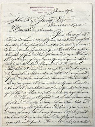 Item #42306 AUTOGRAPH LETTER, SIGNED, 30 JUNE 1880, TO JOHN H. JEWETT OF WORCESTER MASS. ...