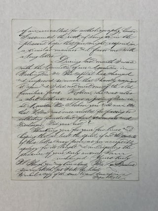 AUTOGRAPH LETTER, SIGNED, 30 JUNE 1880, TO JOHN H. JEWETT OF WORCESTER MASS. "DEAR SIR AND COMRADE. . . I HAVE OFTEN THOUGHT OF YOU AND OF THE PLEASANT DAYS I HAD THE PRIVILEGE OF ENJOYING IN YOUR COMPANIONSHIP WHILE AT THE MOUNT PLEASANT GENL HOSPITAL. . . YOU WILL PERHAPS RECOLLECT THAT YOU MET ME LAST IN APRIL 1864 WHILE I WAS RETURNING FROM AN EXAMINATION BEFORE CASEY'S BOARD TO REJOIN MY REGIMENT THE 39TH N.Y.VOLS. NEAR FREDERICKSBURG VA. I MET THE REGIMENT AND AFTER PARTICIPATING IN ALL THE SUBSEQUENT BATTLES AND ENGAGEMENTS WITHOUT BEING HARMED I WAS FINALLY WOUNDED AND CAPTURED DURING A CHARGE ON THE BREASTWORKS IN FRONT OF PETERSBURG VA NEAR THE WELDON R.R. SENT TO RICHMOND, BELLE ISLAND, AND IMMURED FOR LONG NINE MONTHS IN ANDERSONVILLE, I FINALLY REACHED THE UNION LINES AT JACKSONVILLE FLA. ON OR ABOUT THE 2D MAY 1865. AS A MOVING SKELETON I WAS TRANSPORTED WITH MANY FELLOW SUFFERERS TO THE U.S. GENL HOSPITAL AT HILTON HEAD S.C. FROM WHERE IN THE MONTH OF AUGUST 65 I WAS ORDERED TO APPEAR AS A WITNESS ON THE WIRZ TRIAL THAT IN CONSEQUENCE OF MY TESTIMONY, SUBSTANTIATED BY MY SKETCHES AND OTHER DOCUMENTS, THE COPPERHEAD PRESS MALIGNED, VILLIFIED AND SLANDERED ME IS PERHAPS KNOWN TO YOU AND YOU MAY HAVE BEEN AS MUCH APPALLED AS MYSELF TO BE INFORMED WHAT A TERRIBLE VILLAIN I MUST HAVE BEEN THAT I COULD CONTRIBUTE MY SHARE TOWARDS CONVICTING SUCH A NOBLE MARTYR AS WIRZ WHO HAD ONLY TORTURED AND MURDERED MISERABLE 13000 YANKEES.