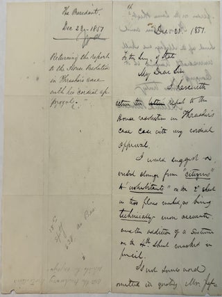 AUTOGRAPH LETTER, SIGNED AS PRESIDENT, "TO THE SECY OF STATE" DANIEL WEBSTER, APPROVING. Millard Fillmore.