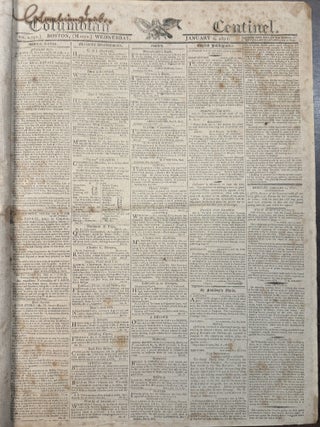 FULL YEAR OF THE COLUMBIAN CENTINEL, 2 JANUARY - 28 DECEMBER 1811, 103 [OF 104] ISSUES, LACKING. Benjamin Russell.
