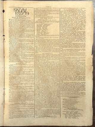 GAZETTE OF THE UNITED STATES, WEDNESDAY, AUGUST 11, 1790, PRINTING PRESIDENT GEORGE WASHINGTON'S REPLY TO THE ADDRESS OF THE CONVENTION OF THE UNIVERSAL CHURCH, UNEQUIVOCALLY ENDORSING RELIGIOUS LIBERTY AND "FREE INQUIRY" FOR EVERY PERSON.