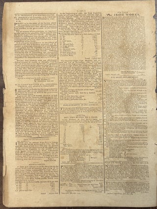 GAZETTE OF THE UNITED STATES, WEDNESDAY, AUGUST 11, 1790, PRINTING PRESIDENT GEORGE WASHINGTON'S REPLY TO THE ADDRESS OF THE CONVENTION OF THE UNIVERSAL CHURCH, UNEQUIVOCALLY ENDORSING RELIGIOUS LIBERTY AND "FREE INQUIRY" FOR EVERY PERSON.
