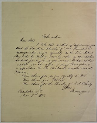 Item #42386 A FORGED AND SATIRIC LETTER, PURPORTEDLY FROM SOUTHERN GENERAL P. G. T. BEAUREGARD,...