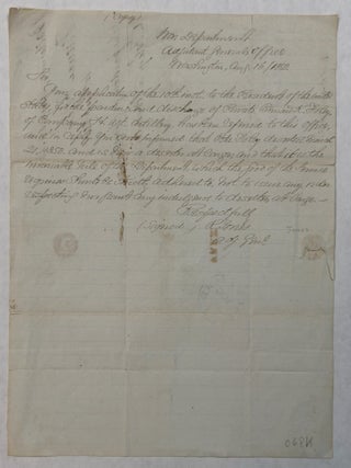 Item #42422 SIR, YOUR APPLICATION OF THE 10TH INST. TO THE PRESIDENT OF THE UNITED STATES, FOR...