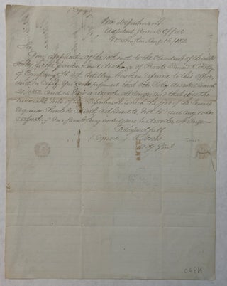 Item #42422 SIR, YOUR APPLICATION OF THE 10TH INST. TO THE PRESIDENT OF THE UNITED STATES, FOR...