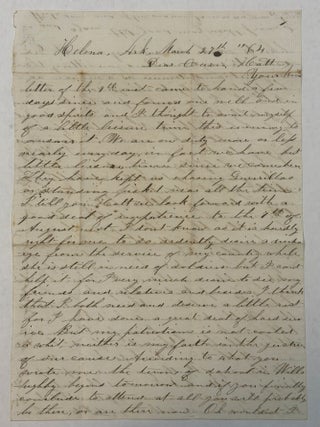 Item #42427 HELENA, ARK. MARCH 27TH "64. DEAR COUSIN HATT, YOUR KIND LETTER OF THE 9TH INST...