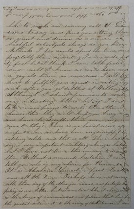 HELENA, ARK. MARCH 27TH "64. DEAR COUSIN HATT, YOUR KIND LETTER OF THE 9TH INST CAME TO HAND. . . WE ARE ON DUTY MORE OR LESS NEARLY EVERY DAY, IN FACT WE HAVE HAD BUT LITTLE LEISURE TIME SINCE WE CAME HERE. THEY HAVE KEPT US CHASING GUERRILLAS OR STANDING PICKET NEAR ALL THE TIME. I TELL YOU HATT WE LOOK FORWARD WITH A GOOD DEAL OF IMPATIENCE TO THE 7TH OF AUGUST NEXT. I DON'T KNOW AS IT IS HARDLY RIGHT FOR ME TO SO ARDENTLY DESIRE A DISCHARGE FROM THE SERVICE OF MY COUNTRY WHILE SHE IS STILL IN NEED OF SOLDIERS BUT I CANT HELP IT. . . I HAVE DONE A GREAT DEAL OF HARD SERVICE. BUT MY PATRIOTISM IS NOT COOLED A WHIT, NEITHER IS MY FAITH IN THE JUSTICE OF OUR CAUSE. . . THERE HAS BEEN SOME VERY IMPORTANT MILITARY CHANGES LATELY BUT I HAVE NOT TIME THIS EVENING TO DISCUSS THEM. WITHOUT A MOMENTS HESITATION I CAN TELL YOU WHO IS MY CHOICE FOR PRESIDENT. IT IS ABRAHAM LINCOLN, FIRST, LAST, & ALL THE TIME. PERHAPS HE IS NOT MORE ABLE THAN ANY OF THE OTHERS YOU NAMED, AND PERHAPS HIS POLICY IS NO BETTER, BUT I WOULDN'T LIKE IT CHANGED. IT IS THE CHANGES OF COMMANDERS AND POLICIES THAT HAVE BEEN THE GREATEST DETRIMENT TO THE ARMY OF THE POTOMAC.