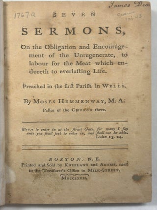 Item #42438 SEVEN SERMONS, ON THE OBLIGATION AND ENCOURAGEMENT OF THE UNREGENERATE, TO LABOUR FOR...